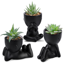 Der Rose 3pcs Black Pot Artificial Succulent Plants